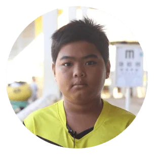 Sambo, 12 years old, benefiting from the low vision project